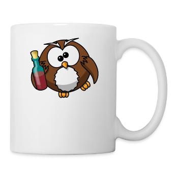 betrunkene Eule mit Wein - Tasse - Weiß - Rechts