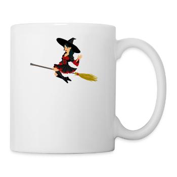 Sorcière sur balai - Mug blanc - blanc - Droite