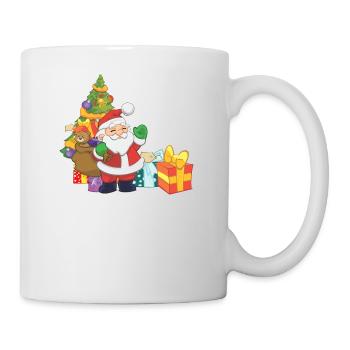 Weihnachtsmann mit Geschenke - Tasse - Weiß - Rechts