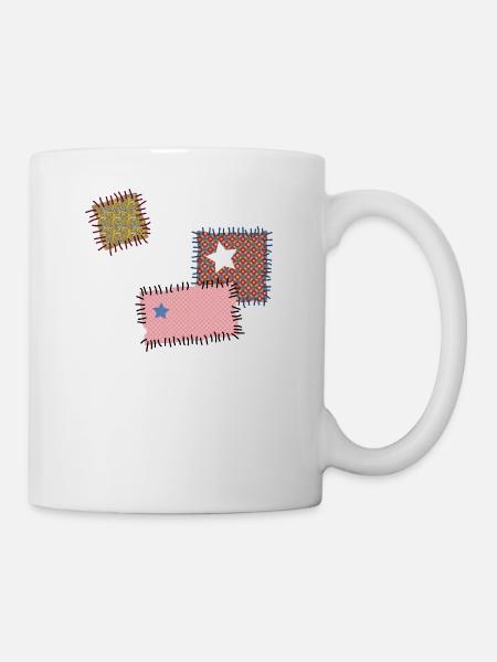 Flicken Reparatur Patchwork Stern Nähen Naht Nadel - Tasse - Weiß