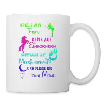 fee einhorn meerjungfrau mond - Tasse - Weiß - Rechts