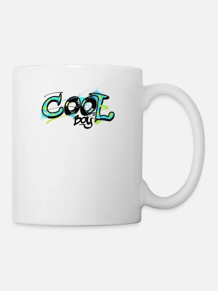 cool boy graffiti motif - cool shirt for kids - Mug - white
