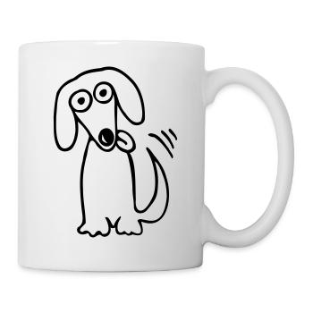lustiger süßer Hund Dackel Comic Cartoon Hunde Fun - Tasse - Weiß - Rechts