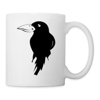 Schwarzer Rabe mit freundlichem Gesicht. - Tasse - Weiß - Rechts