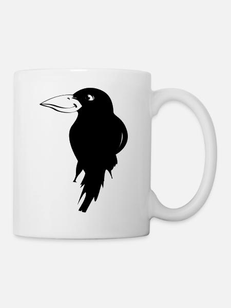 Schwarzer Rabe mit freundlichem Gesicht. - Tasse - Weiß