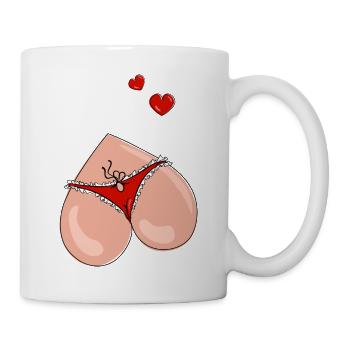 umgedrehtes Herz in sexy Unterhöschen - Tasse - Weiß - Rechts