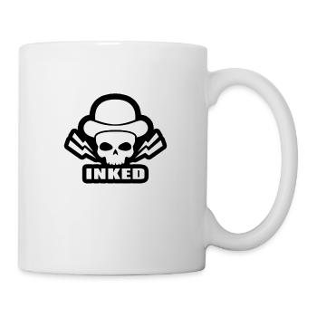 Crâne tatoué avec un chapeau - encre de tatouage Bandit - Mug blanc - blanc - Droite