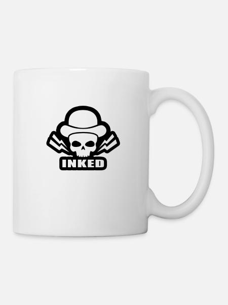 Skull Tattooed with Hat - Bandit Tattoo Ink - Mug - white