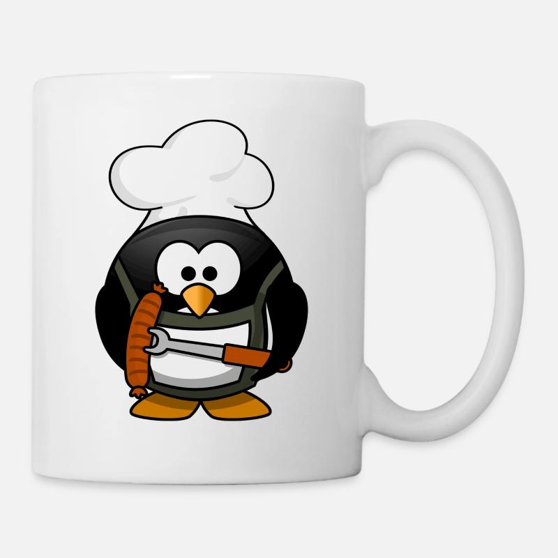Süßer Pinguin Grillen Koch Essen - Tasse - Weiß