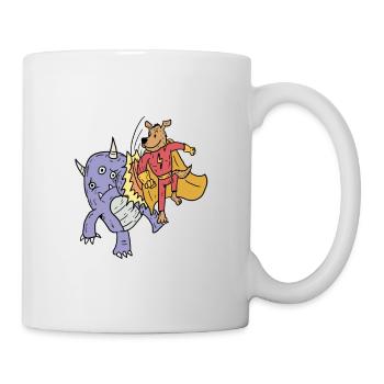 chien super-héros se bat contre les monstres - Mug blanc - blanc - Droite