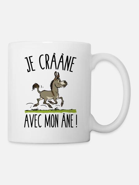 Je crâne avec mon âne (âne gris) - Mug blanc - blanc