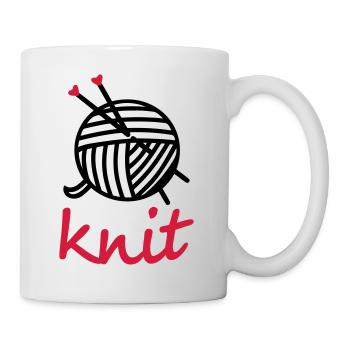 Stricken Wolle Stricknadeln knit Motiv Geschenke - Tasse - Weiß - Rechts