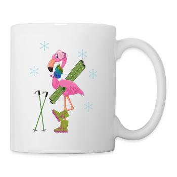 Ski d'hiver Flamingo - Mug blanc - blanc - Droite