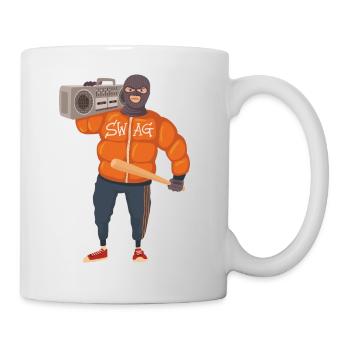 Gangster mit Baseballschläger und Ghettoblaster - Tasse - Weiß - Rechts