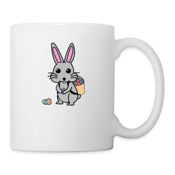 Osterhase versteckt Oster Eier Geschenk Tier Hase - Tasse - Weiß - Rechts