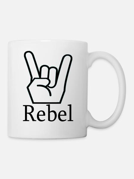 REBEL / Handzeichen - Tasse - Weiß