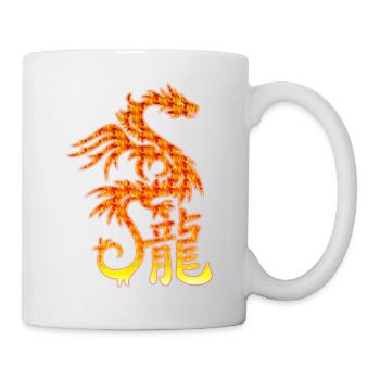 Feuerdrache mit chin. Schriftzeichen - Tasse - Weiß - Rechts