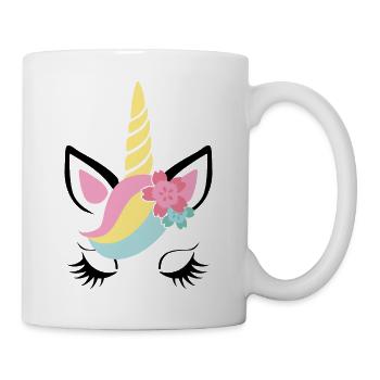 Einhorn Gesicht - Unicorn Face - Kind - Geschenk - Tasse - Weiß - Rechts