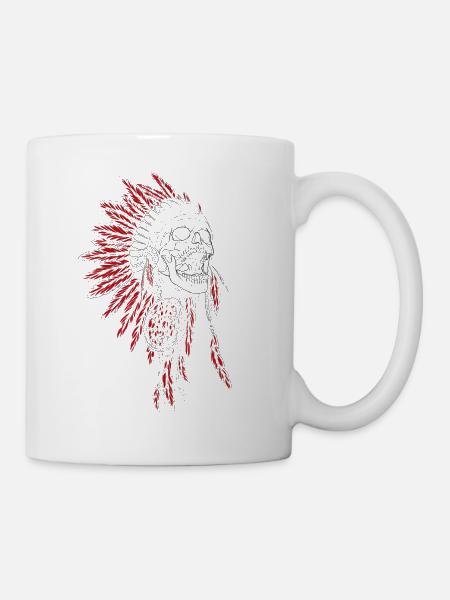 Silent Scream - Indians, feather ornaments, chief - Mug - white