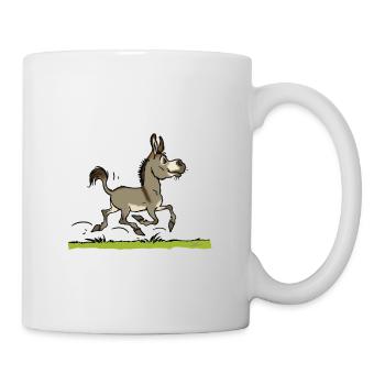Je crâne avec mon âne (gris,texte blanc - Mug blanc - blanc - Droite