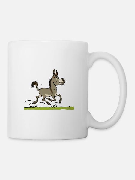 Je crâne avec mon âne (gris,texte blanc - Mug blanc - blanc