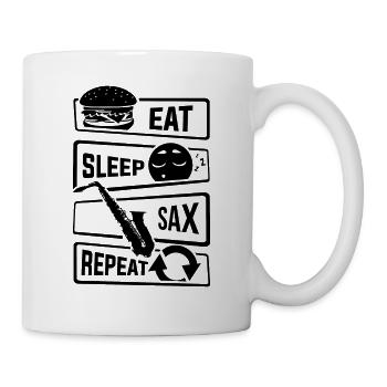 Eat Sleep Sax Repeat - Saxophone Saxophone Instrument - Mug - white - Right