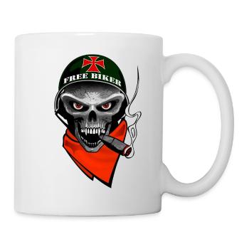 biker skull design - Mug - white - Right