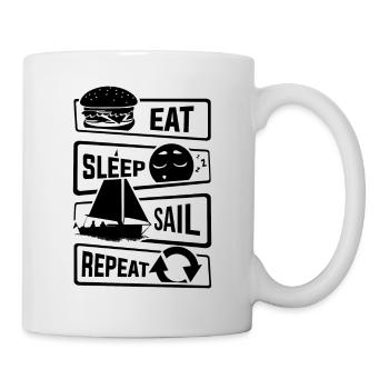 Eat Sleep Sail Repeat - sailing sailboat boat lake - Mug - white - Right
