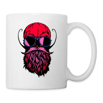 tete de mort skull hipster crane barbe barbu moust - Mug blanc - blanc - Droite