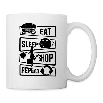 Mangez Sleep Shop Repeat - Achat de chaussures d'affaires - Mug blanc - blanc - Droite