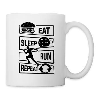 Eat Sleep Run Repeat - Laufen Läufer Fitness Sport - Tasse - Weiß - Rechts