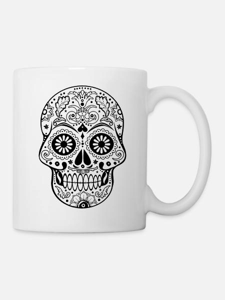 Gothic Ornaments Sugar Skull - black - Tasse - Weiß