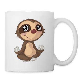 Paresse de dessin animé de yoga - Mug blanc - blanc - Droite