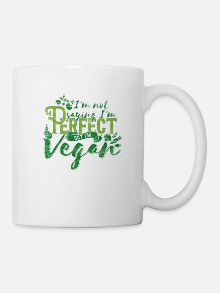 Vegetarier Herz Tier Hunger Geschenk Vegan Fleisch - Tasse - Weiß