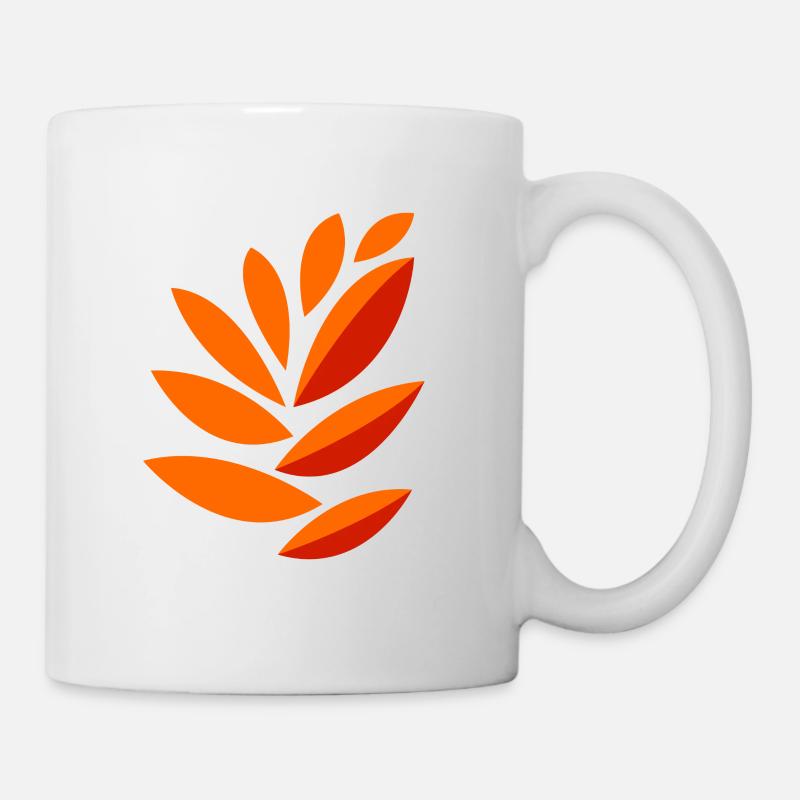Zeichnung orange Blätter - Tasse - Weiß