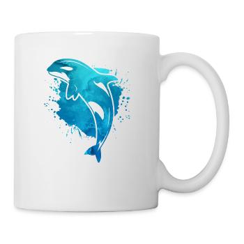 Wal Orca Freiheit Fisch Tier Geschenk vintage - Tasse - Weiß - Rechts
