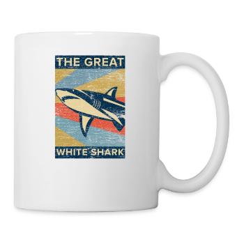 great white shark dangerous fish vintage gift - Mug - white - Right