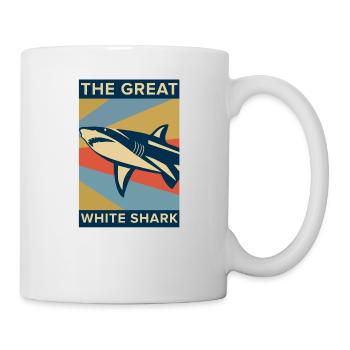 Weißer Hai Fisch gefährlich Geschenk Tier Meer - Tasse - Weiß - Rechts