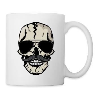 tete de mort hipster moustache crane skull lunette - Mug blanc - blanc - Droite