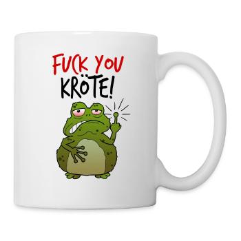 Fuck You Kröte MIttelfinger lustig Comic Geschenk - Tasse - Weiß - Rechts