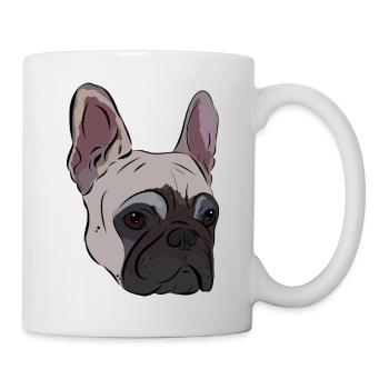 Bulldogge Hund , Hundekopf , Geschenkidee - Tasse - Weiß - Rechts