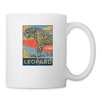 Leopard Safari Katze Tier Geschenk Afrika vintage - Tasse - Weiß - Rechts