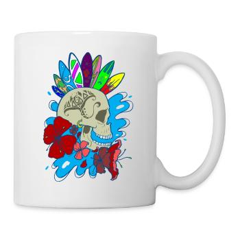 skull and surf - Mug blanc - blanc - Droite