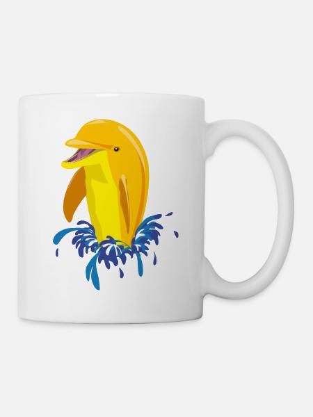 Delphin gelb Spritzer - Tasse - Weiß