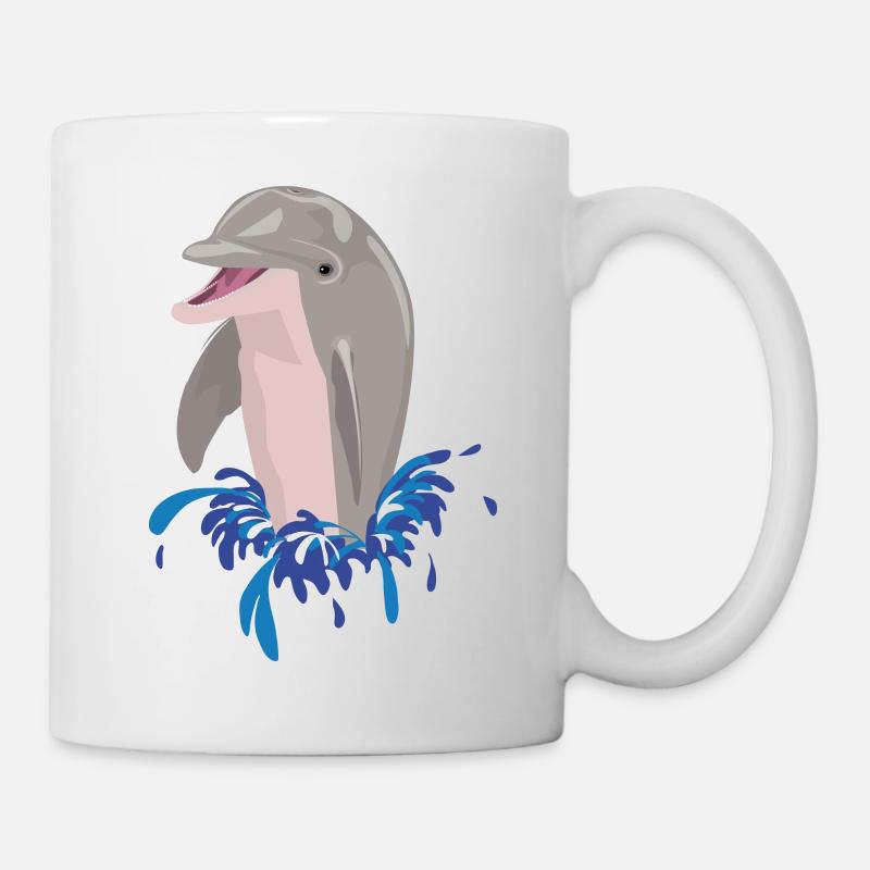 Éclaboussures de plage de mer de dauphin - Mug blanc - blanc