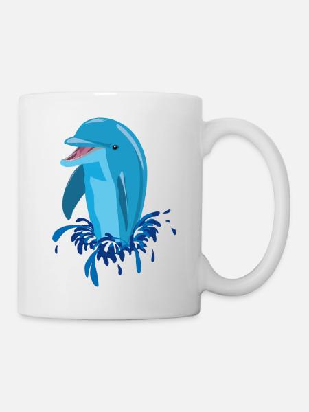 Dauphin bleu riant - Mug blanc - blanc