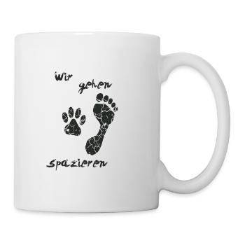 "We're going for a walk" T-shirt for dog lovers - Mug - white - Right