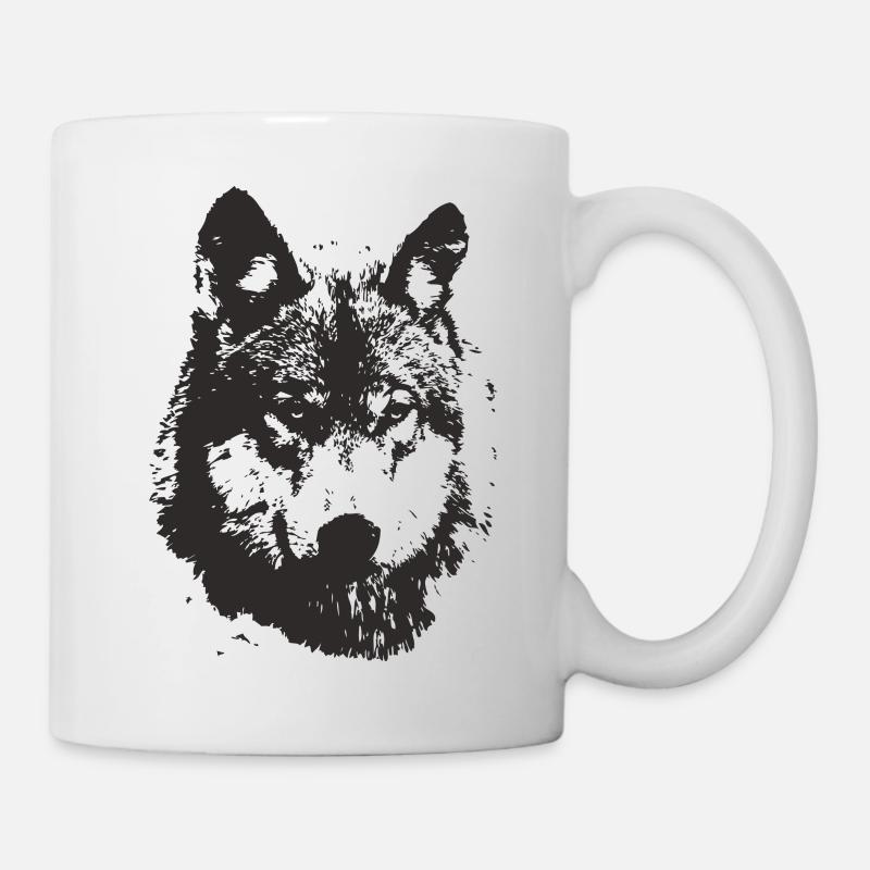 Illustration schwarzer Wolf t - Tasse - Weiß