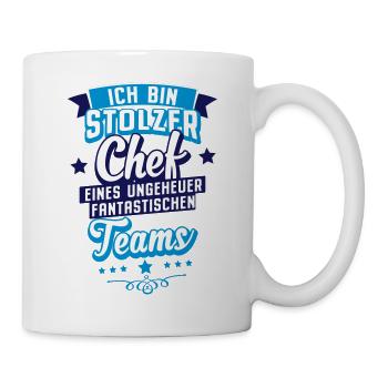 Chef T Shirt stolzer Chef eines fantastischen Team - Tasse - Weiß - Rechts