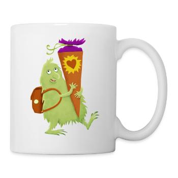 Monster mit Schultüte - Tasse - Weiß - Rechts